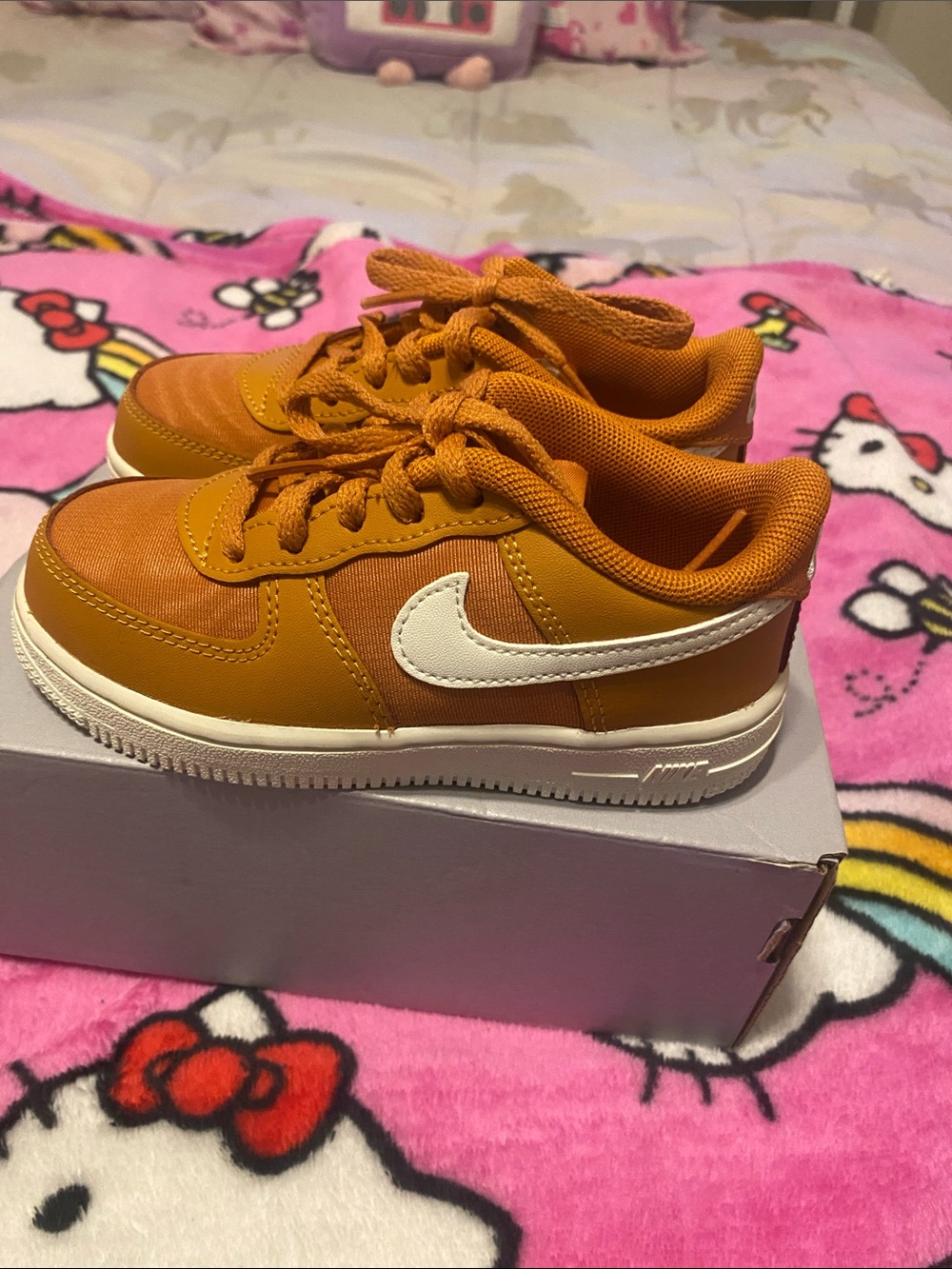 Nike Kids Low-Top Sneakers in Mustard with White Swoosh